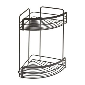   ASP Kétszintes fekete sarokpolc; felfúrhatós, festett acél 