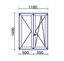Ablak 120x150 kfny-bny jobbos műanyag