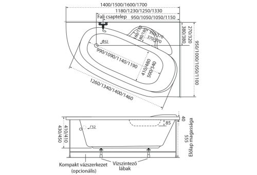 Daria kád 160 x 105 cm