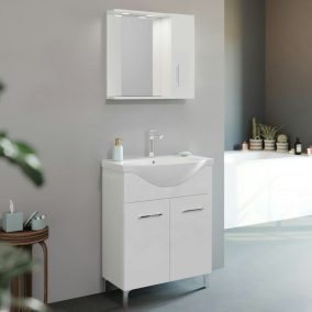   Savinidue-Rubino-fürdőszobabútor szett, 55cm  mosdóval, tükörrel és lámpával fehér 839+199LED (2/2)