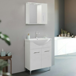 Savinidue-Rubino-fürdőszobabútor szett, 65cm  mosdóval, tükörrel és lámpával fehér 809+199LED (2/2)