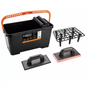   Neo-tools burkolókészlet, csempéző, vödör 24 L+ rács+ görgő+ gumi és puha szivacsos simítóval 