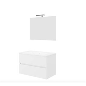   Savinidue-Easy-fürdőszobabútor szett, 80cm mosdóval, tükörrel és lámpával fehér EASY80/F00 (3/3)