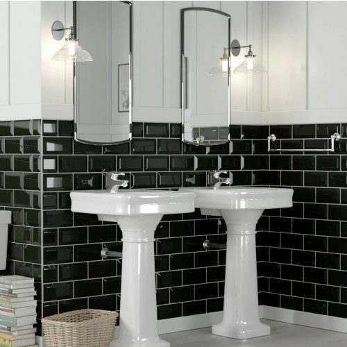 Biselado Brillo Metro Negro 10x20 