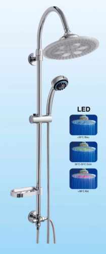 Sínes zuhanyszett; LED-es fejzuhannyal, króm AS420