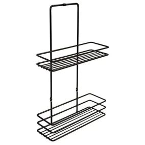 ASP Kétszintes fekete polc, felfúrhatós, festett acél 