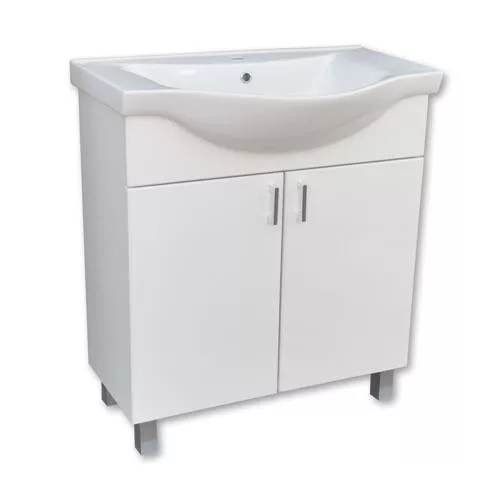 Vivaglobal ekonomik 65  lábakon álló 2ajtós fürdőszobabútor sanovit albatros 10065 mosdóval 65cm "átvevő"