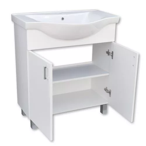 Vivaglobal ekonomik 65  lábakon álló 2ajtós fürdőszobabútor sanovit albatros 10065 mosdóval 65cm "átvevő"